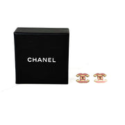 Chanel White and Pink CC Logo Earring